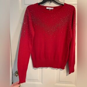 Liquid Sweater Women’s Medium Red Studded Decorative Sweater